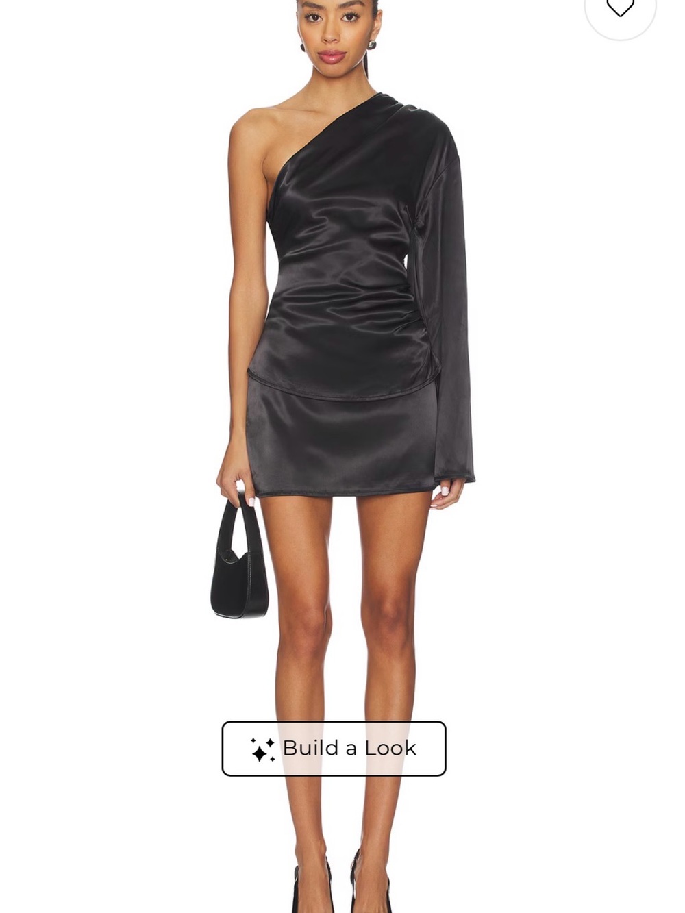 REVOLVE Black One-Shoulder Satin Mini Dress